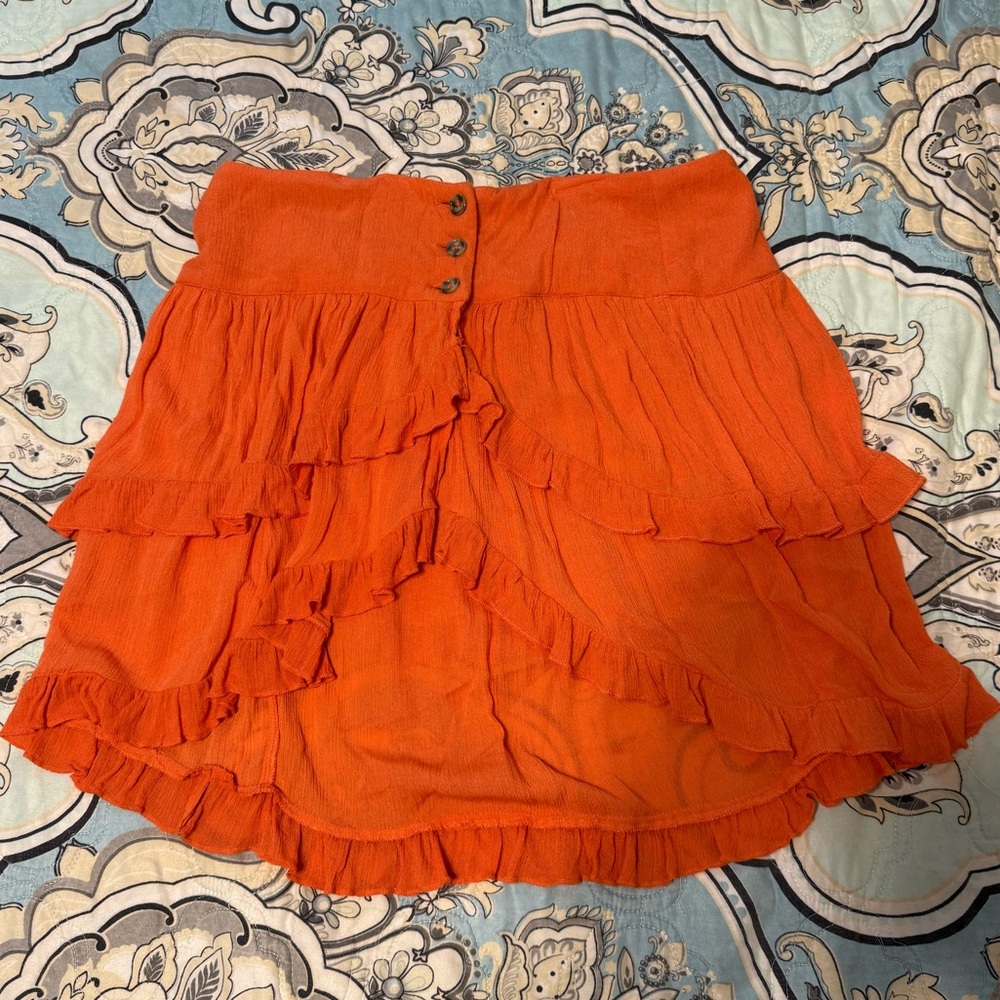 Free People Women's Costello Skirt in Coral Orange - Size Small